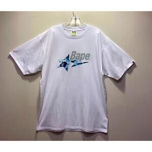 BAPE ABC Camo T-Shirt Mens XXL Short Sleeve Crew Neck White Blue Camo